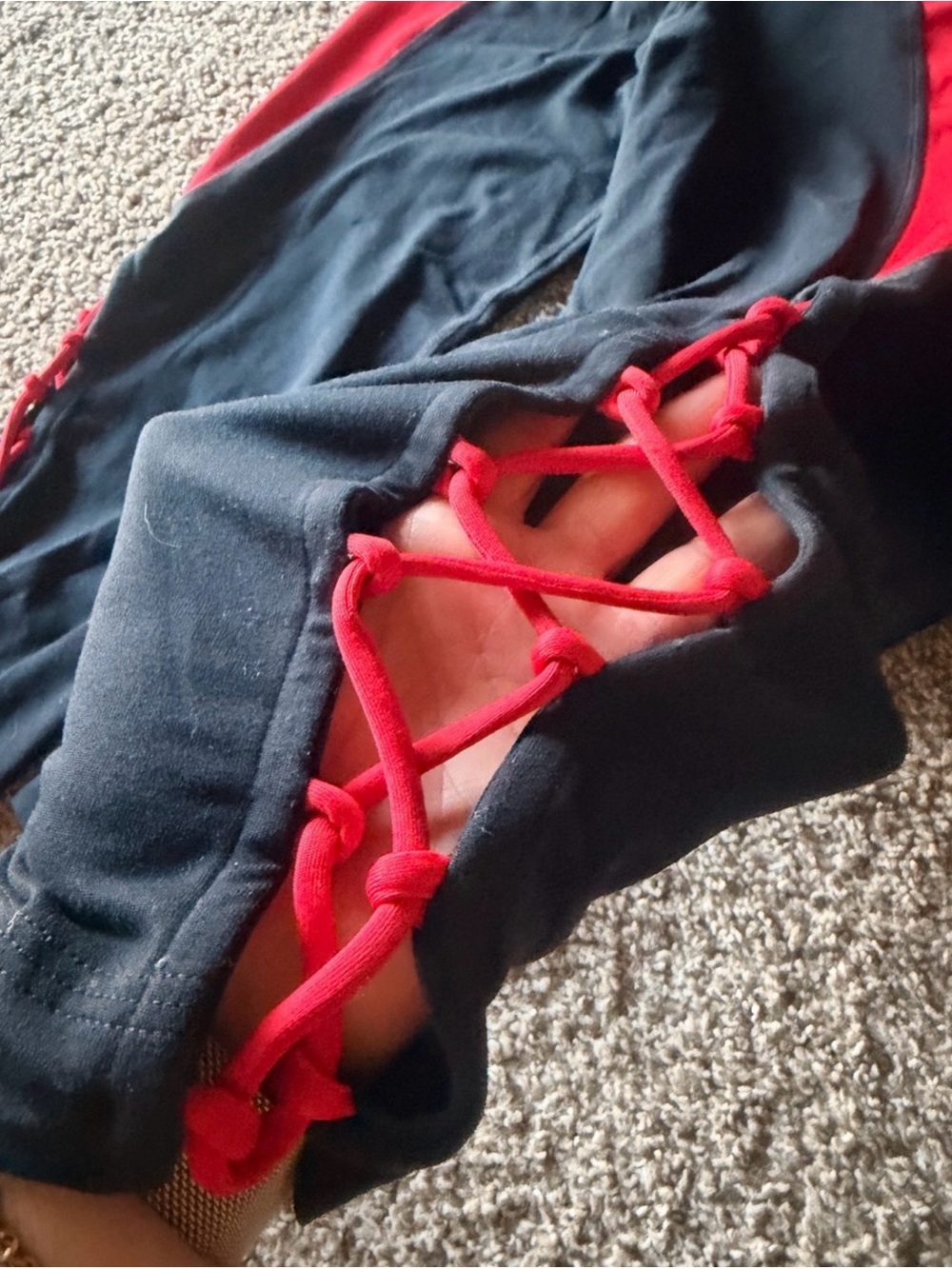 Zumba Fitness Black, Red, Blue & Pink Flame and Lace-Up Leggings Bundle Set of 4 - Picture 4 of 11